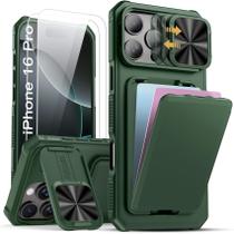 Capa SSLOTSCASE para iPhone 16 Pro verde com protetor de tela