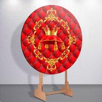 Capa Sublimada de Festa Infantil Realeza Painel Redondo Grande ou Mini Estampa Colorida Coroa