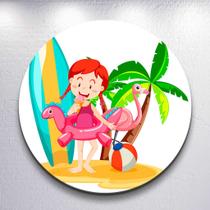 Capa Sublimada de Festa Painel Redondo Dia Feliz Menina Praia Tamanho Grande ou Mini Decoração