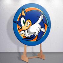 Capa Sublimada de Festa Painel Redondo Game Menino Azul Son1 Tamanho Grande ou Mini Decoração Jogo