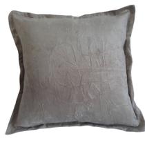 Capa Suede Amassado Liso Decorativa p/ Almofada 43x43cm Cinza Prata com Abas