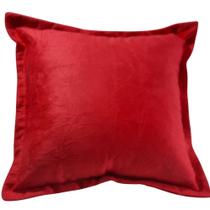 Capa Suede Amassado Liso Decorativa p/ Almofada 43x43cm Vermelha com Abas