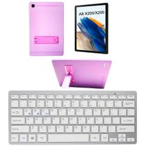 Capa. Suporte Lilas + Teclado Bluetooth para Tablet Samsung A8 10.5 X200/X205