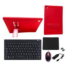 Capa Suporte Vermelha +Teclado+ Mouse para Tablet Samsung A7 T500/T505 10.4 polegadas