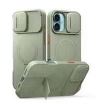 Capa SURITCH para iPhone 16 Plus com câmera magnética Slide Green