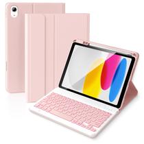 Capa Teclado ABEIFAN para iPad 11ª / 10ª Geração, Teclado Folio Destacável Sem Fio com Retroiluminação de 7 Cores para iPad 11 polegadas A16 2025 / 10ª Geração 10,9 polegadas 2022 com Suporte para Apple Pencil, Rosa