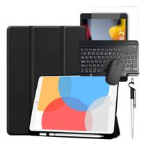 Capa Teclado Para iPad 9 Geração + Mouse + Vidro + Caneta