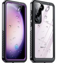 Capa Temdan impermeável com lente e tela para Samsung S23 roxa