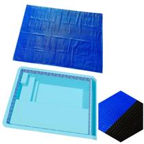 Capa Térmica Para Piscina 4 x 3m Nassau Splash Igui 300 Micras Preta E Azul Proteção Uv