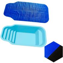 Capa Térmica Piscina 5 x 2,5m Farol da Barra Splash Igui 500 Micras Preta E Azul Proteção Uv