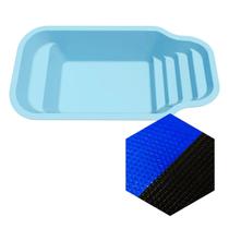 Capa Térmica Piscina 7 x 3.5m Farol da Barra Splash Igui 300 Micras Preta E Azul
