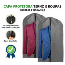 Capa Terno e Roupas com Zíper TNT Impermeável Porta Terno Viagens Premium Cinza - M5 Confecções