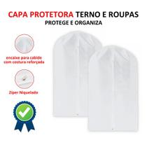 Capa Terno e Roupas com Zíper TNT Impermeável Protetor Roupas Terno Viagens Branco