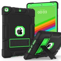 Capa TIMISM para iPad de 9ª, 8ª e 7ª geração com suporte, preta+verde