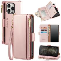 Capa tipo Carteira Antsturdy para iPhone 16 Pro - Rose Gold