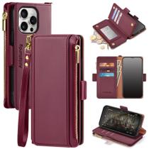 Capa tipo Carteira Antsturdy para iPhone 16 Pro - Vermelho Vinho Capa tipo Carteira Antsturdy para iPhone 16 Pro - Vermelho Vinho