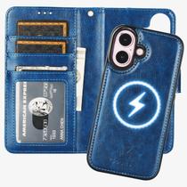 Capa tipo carteira Bocasal para iPhone 16 com MagSafe RFID azul