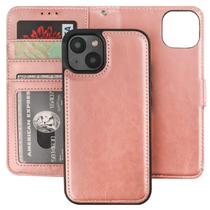 Capa tipo carteira Bocasal removível para iPhone 14 6.1" em ouro rosa