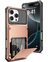 Capa tipo carteira COOYA para iPhone 16 Pro Max 6,9" em ouro rosa