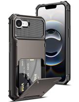 Capa tipo carteira COOYA para iPhone 16e 5G 6.1" Gunmetal 5 Cards