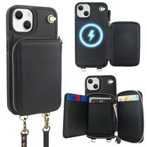 Capa tipo carteira crossbody Bocasal MagSafe para iPhone 14/13 6.1"