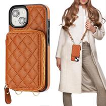 Capa tipo Carteira Crossbody Bocasal para iPhone 15 (6,1") - Marrom