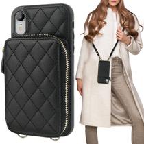 Capa tipo carteira crossbody Bocasal para iPhone Xr 6.1" preta