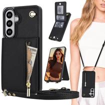 Capa tipo carteira crossbody CCSmall para Samsung Galaxy S26 preta