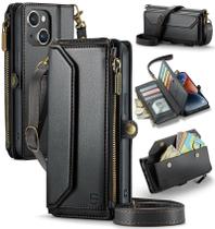 Capa tipo carteira crossbody compatível com Strapurs para iPhone 14 Plus