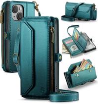 Capa tipo carteira crossbody compatível com Strapurs para iPhone 15 Plus