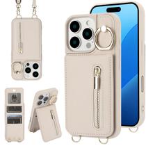 Capa tipo carteira crossbody Jcxtrombulous para iPhone 13 Pro Max Bege Capa tipo carteira crossbody Jcxtrombulous para iPhone 13 Pro Max Bege