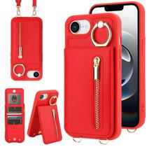 Capa tipo carteira crossbody Jcxtrombulous para iPhone 16E vermelha Capa tipo carteira crossbody Jcxtrombulous para iPhone 16E vermelha