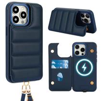 Capa tipo carteira crossbody Jeffene para iPhone 16 Pro Deep Blue