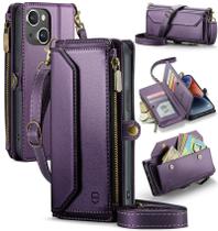 Capa tipo Carteira Crossbody para iPhone 13 - Compatível com Strapurs - Roxa