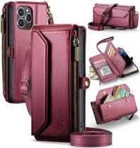 Capa tipo carteira crossbody Strapurs iPhone 14 Pro vinho tinto Capa tipo carteira crossbody Strapurs iPhone 14 Pro vinho tinto