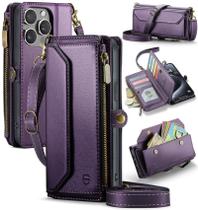 Capa tipo Carteira Crossbody Strapurs para iPhone 15 Pro Max - Roxa Capa tipo Carteira Crossbody Strapurs para iPhone 15 Pro Max - Roxa