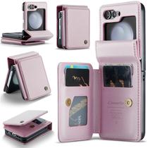 Capa tipo carteira de couro PU Kowauri Galaxy Z Flip 5 em ouro rosa