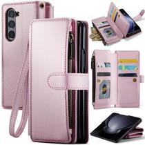 Capa tipo carteira Deekeewe para Samsung Galaxy Z Fold 6 5G, rosa