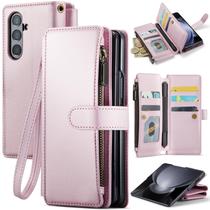 Capa tipo carteira Deekeewe para Samsung Galaxy Z Fold 7 rosa RFID