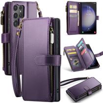 Capa tipo carteira Deekeewe Samsung Galaxy S23 Ultra em couro PU roxa