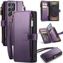 Capa tipo carteira Deekeewe Samsung Galaxy S25 Ultra em couro PU roxa