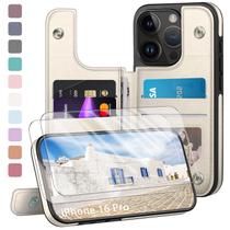 Capa tipo carteira DJDUCK compatível com iPhone 16 Pro 6,3" branco-creme Capa tipo carteira DJDUCK compatível com iPhone 16 Pro 6,3" branco-creme