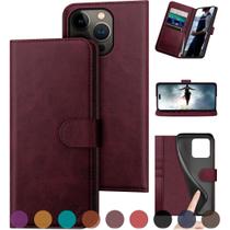 Capa tipo carteira DuckSky compatível com iPhone 16 Pro Max Wine Red