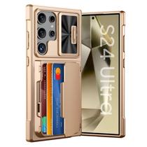 Capa tipo carteira GooseBox para Samsung Galaxy S24 Ultra 6,8" dourada