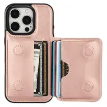 Capa tipo carteira KIHUWEY compatível com iPhone 16 Pro 6,3" em ouro rosa