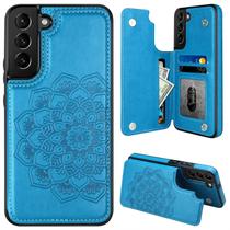 Capa tipo carteira MMHUO para Samsung Galaxy S22 com porta-cartões azul