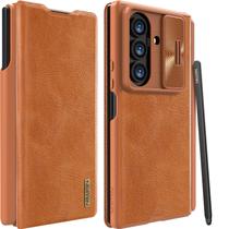 Capa tipo carteira Nillkin para Samsung Galaxy Z Fold 7 com S Pen Brown