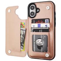 Capa tipo carteira Onetop compatível com iPhone 16 Plus em ouro rosa