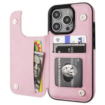 Capa tipo carteira Onetop compatível com iPhone 16 Pro 6,3" rosa