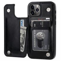 Capa tipo carteira Onetop iPhone 12/12 Pro em couro PU preta Capa tipo carteira Onetop iPhone 12/12 Pro em couro PU preta